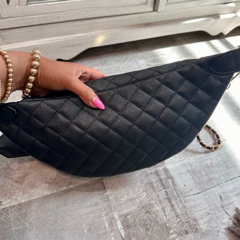 CHANEL Black Quilted Belt Bag with Gold Accents - Picture 6 of 7